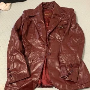 Vintage Etienne Aigner Leather Coat Jacket Lined Burgundy Oxblood 70’s